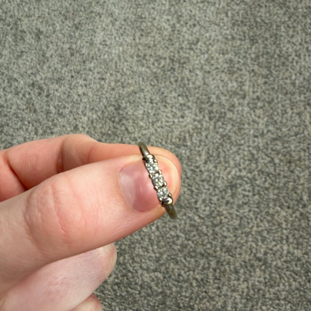 Delicate Silver-Tone Crystal Band Ring
